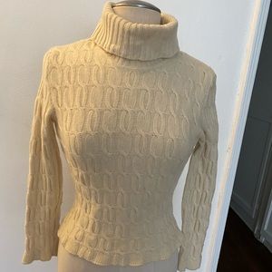❤️Benetton 100% Wool Cable Knit Turtleneck Sweater